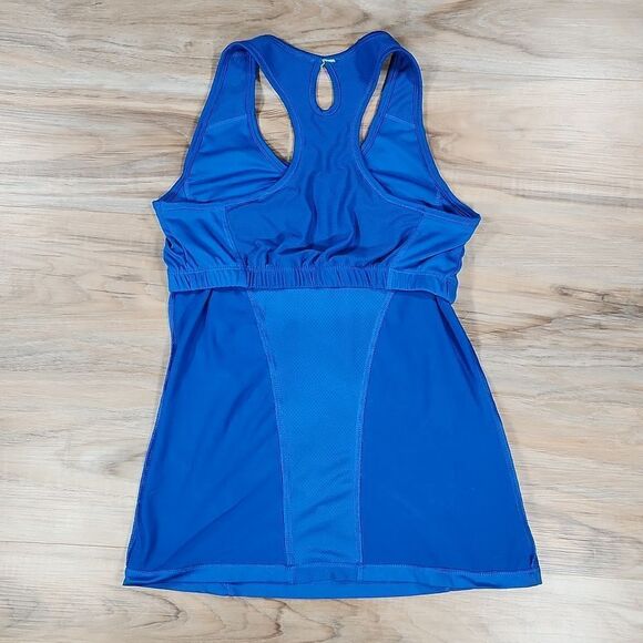 💜Danskin Dri-More Blue Racerback Athletic Shelf Bra Tanktop Medium - Picture 8 of 8